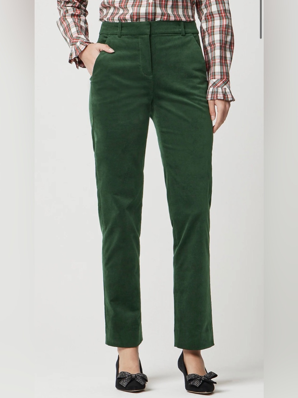 NWT J.Crew Velvet Kallie Pants Forest Green Women's size 12